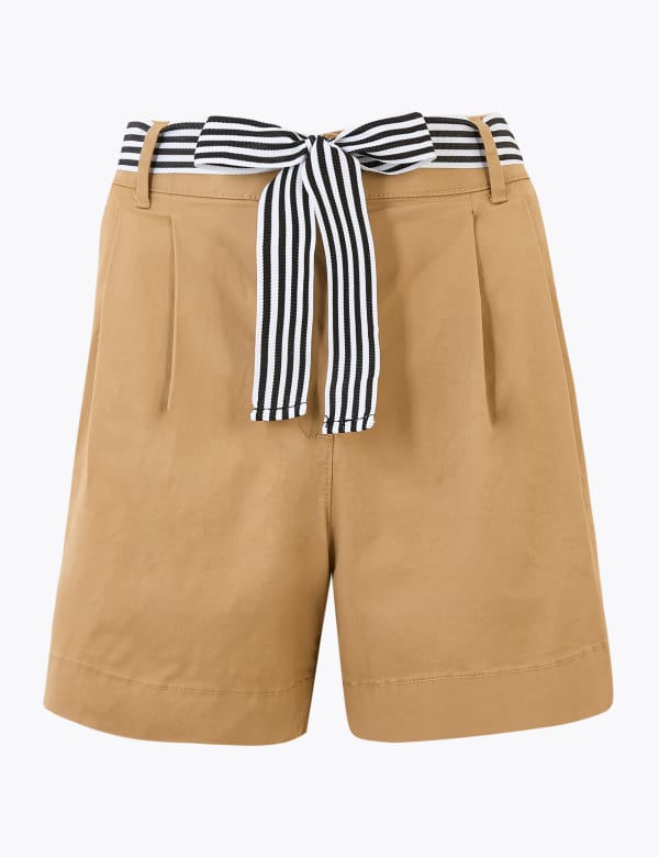 Cotton Pleat Front Chino Shorts M S Collection M S