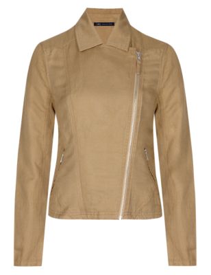 Linen Blend Biker Jacket | M&S Collection | M&S