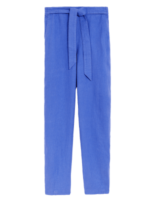 

Womens M&S Collection Pure Linen Printed Belted Balloon Trousers - Lupin, Lupin