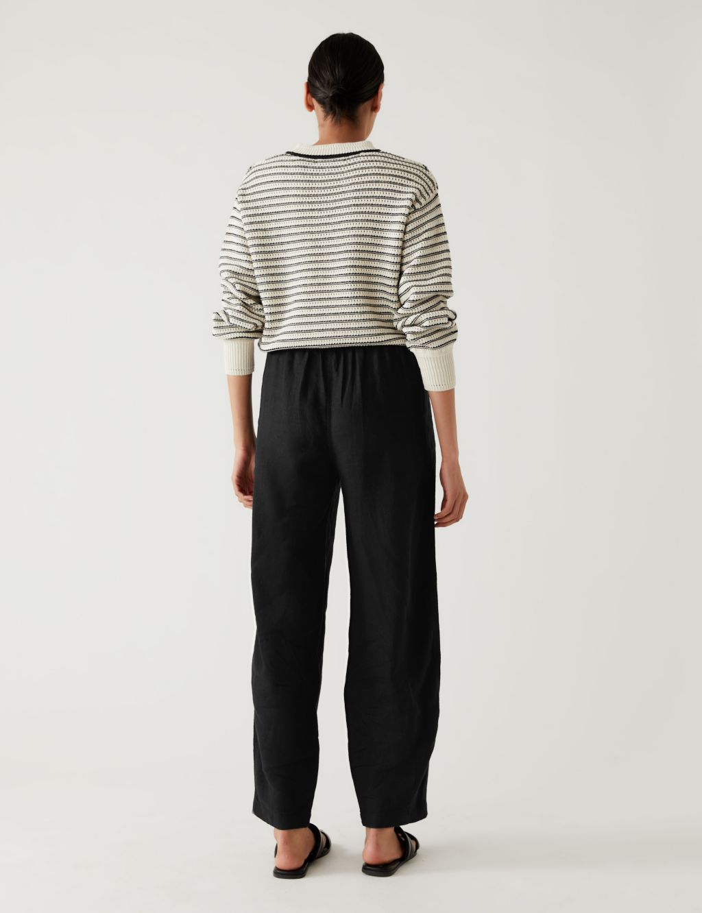 Pure Linen Printed Belted Balloon Trousers image 4