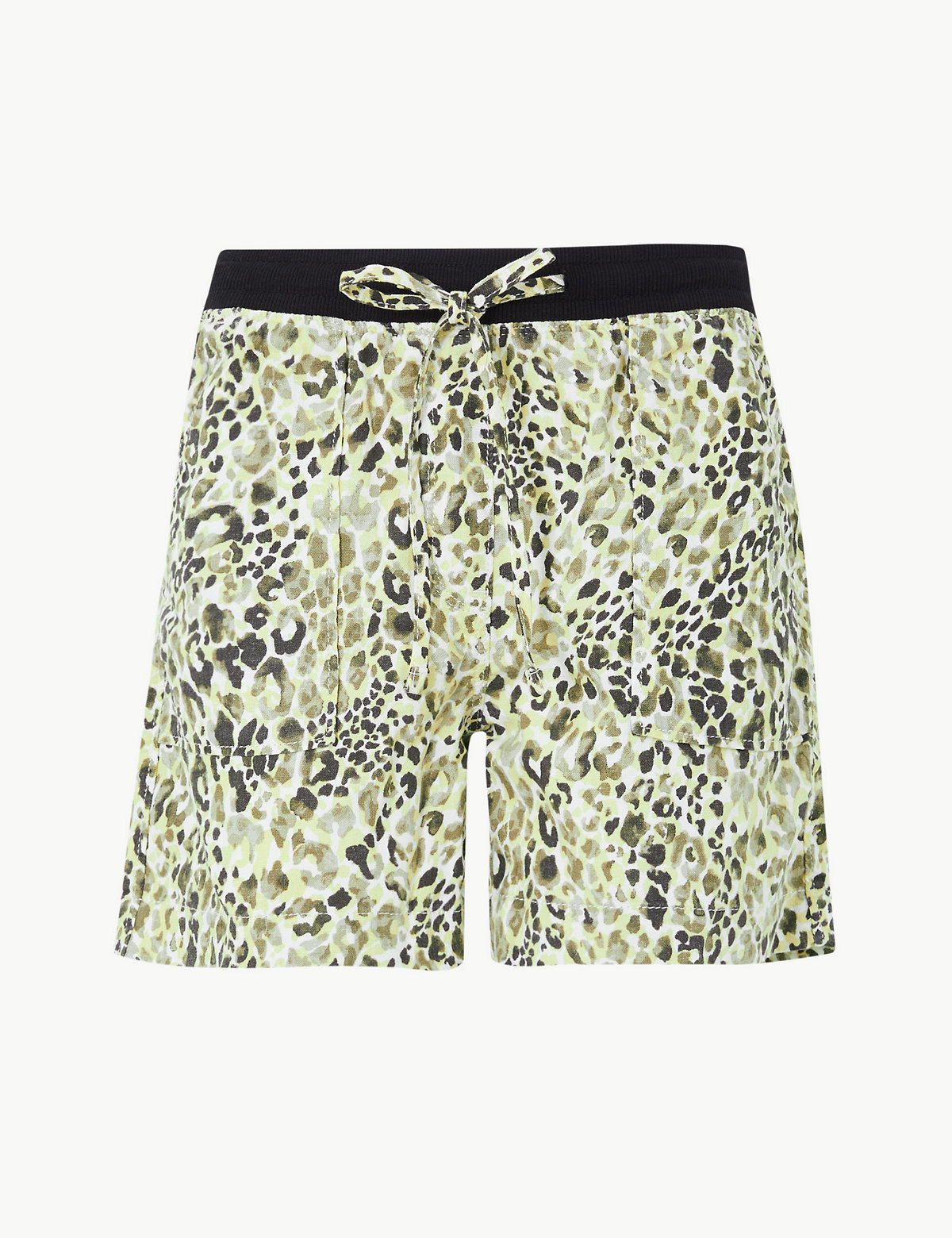 Animal Print Linen Rich Shorts