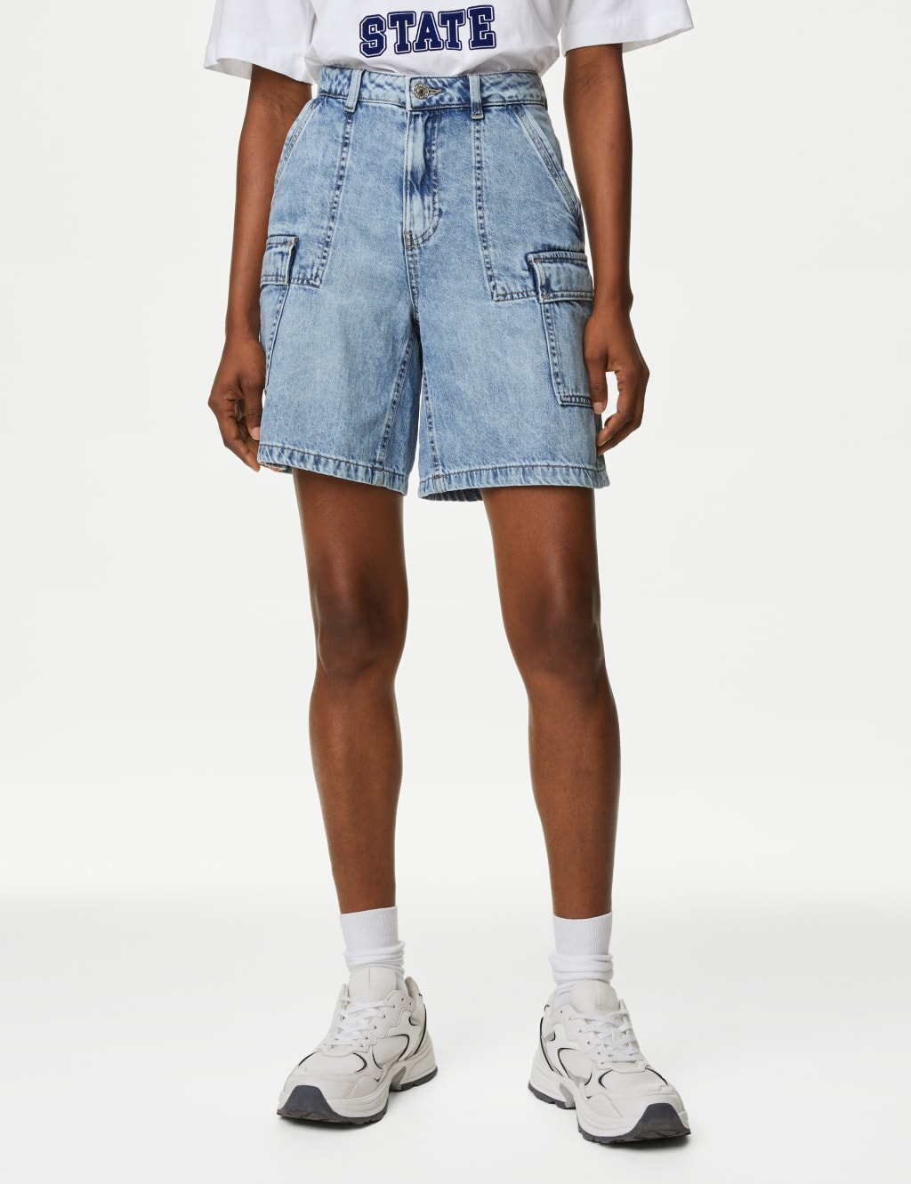 Cotton Rich Denim Cargo Shorts image 3