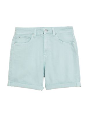 

Womens M&S Collection Denim Boyfriend Shorts - Soft Green, Soft Green