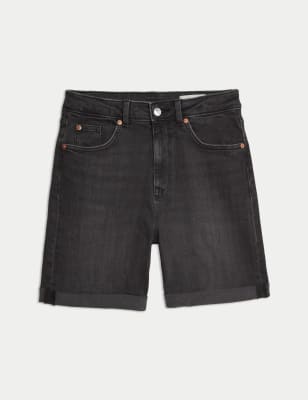 M&S Womens Denim Boyfriend Shorts - 8 - Black, Black,Med Blue Denim,Indigo,Blue Denim,Light Indigo,S