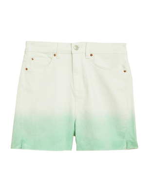 

Womens M&S Collection Denim Mom High Waisted Shorts - Green Mix, Green Mix