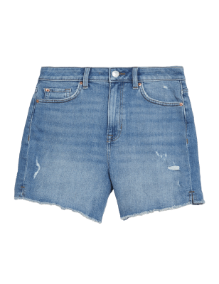 

M&S Collection Pantalón corto denim Mom de cintura altaWomens - Medium Indigo, Medium Indigo