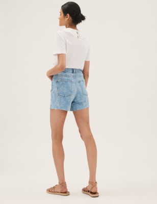 High-Rise Denim Mom Shorts