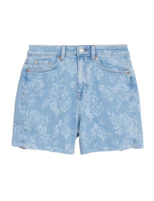 

M&S Collection Pantalón corto denim Mom de cintura altaWomens - Light Indigo Mix, Light Indigo Mix