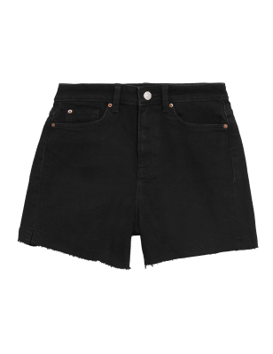 

Womens M&S Collection Denim Mom High Waisted Shorts - Black, Black