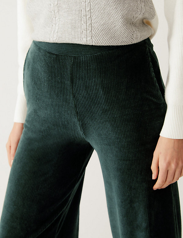 Pantalon large longueur cheville en jersey et velours côtelé - FR