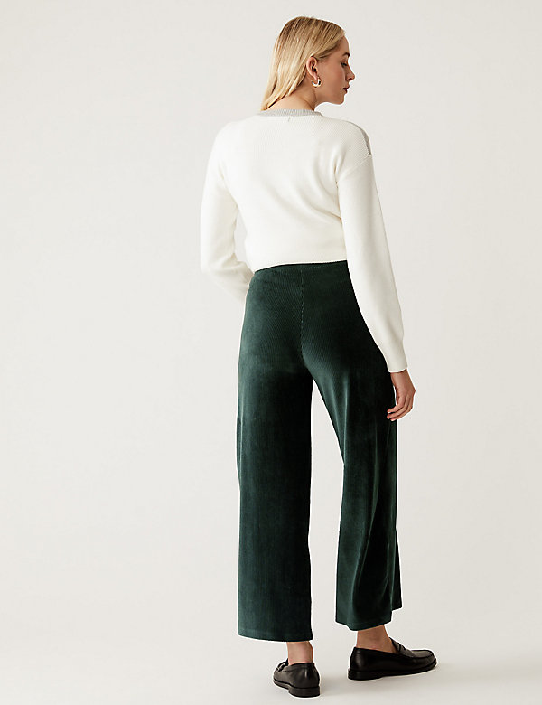 Jersey Cord Wide Leg Ankle Grazer Trousers - AT