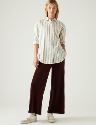 

Womens M&S Collection Jersey Cord Wide Leg Ankle Grazer Trousers - Bitter Chocolate, Bitter Chocolate