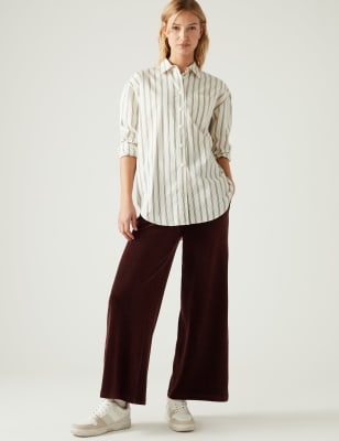 

Womens M&S Collection Knöchellange Hose aus Jersey-Cord mit weitem Bein - Bitter Chocolate, Bitter Chocolate
