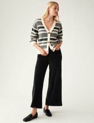 

M&S Collection Pantalón de pata ancha al tobillo de punto de panaWomens - Black, Black
