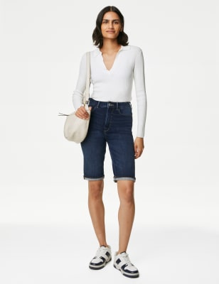 

Womens M&S Collection Bermuda-Shorts aus Denim und Magic Shaping - Dark Indigo, Dark Indigo