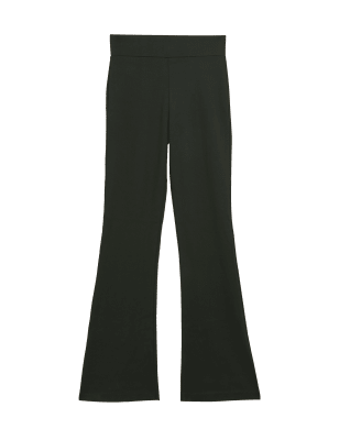 

Womens M&S Collection Jersey Elasticated Waist Flared Trousers - Bottle Green, Bottle Green