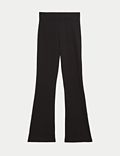 Jersey broek met wijd uitlopende pijpen en elastische taille