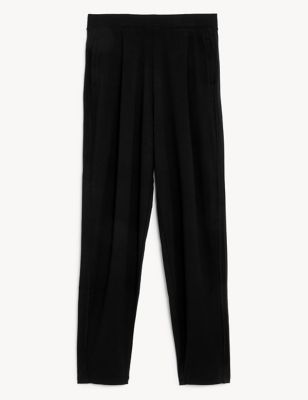 

Womens M&S Collection Jersey Tapered Ankle Grazer Trousers - Black, Black