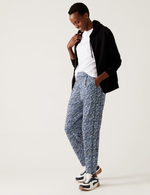 

M&S Collection Pantalón tapered de punto estampadoWomens - Navy Mix, Navy Mix