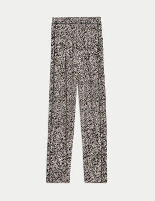 

Womens M&S Collection Schmal zulaufende Jersey-Hose mit Muster - Black Mix, Black Mix
