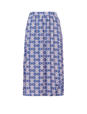 Abstract Print Midi A-Line Skirt | Indigo Collection | M&S