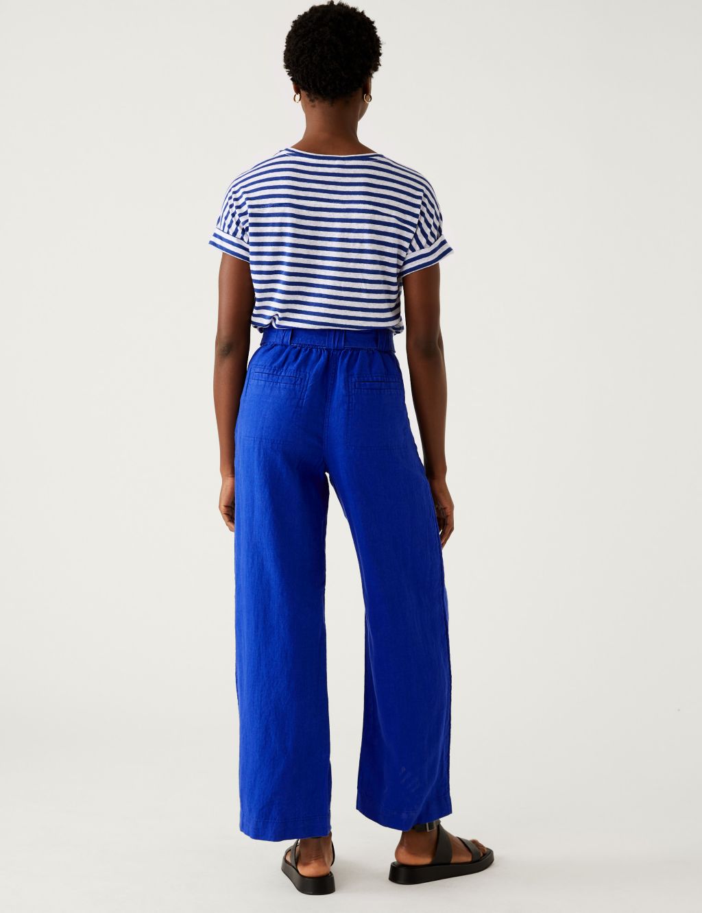 Pure Linen Belted Wide Leg Trousers image 4