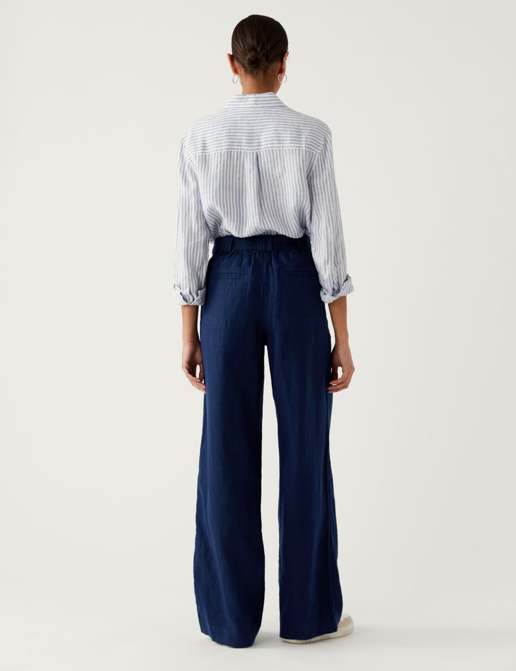 Pure Linen Belted Wide Leg Trousers image 5