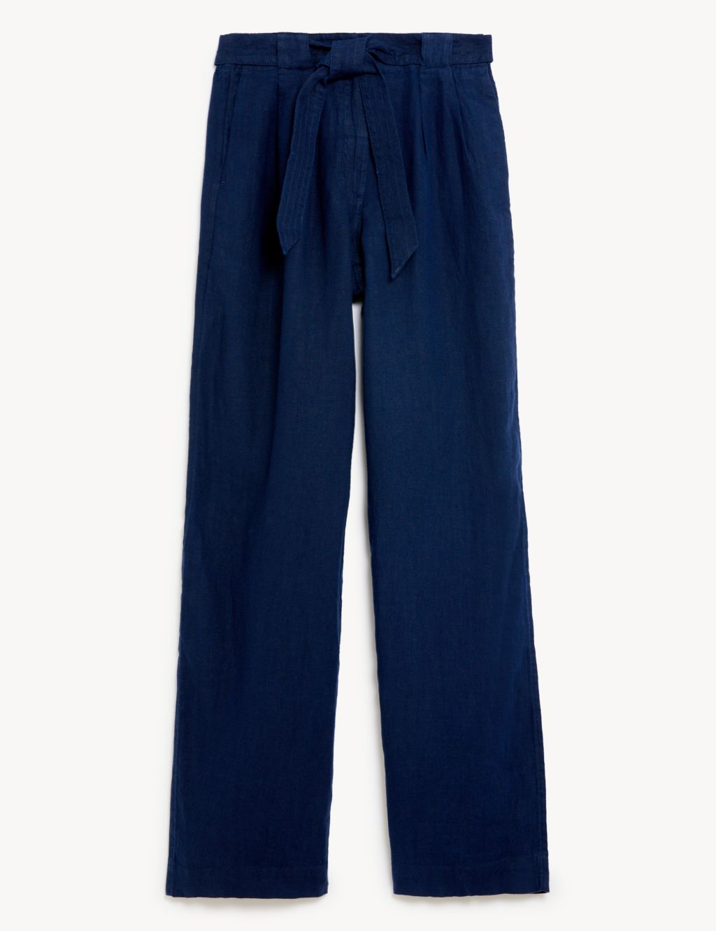 Pure Linen Belted Wide Leg Trousers image 2