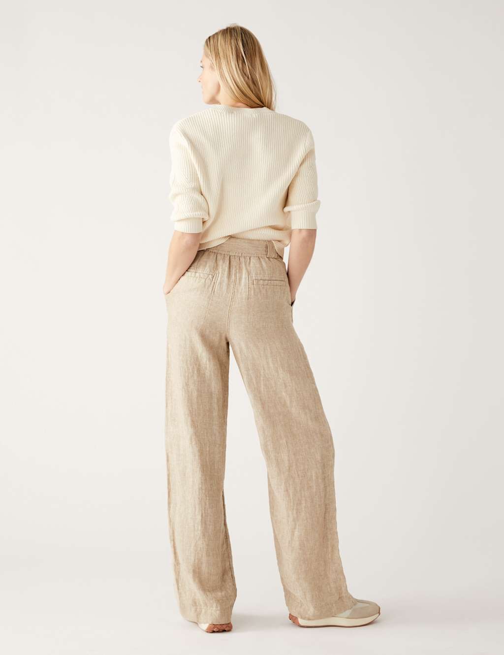 Pure Linen Belted Wide Leg Trousers image 6