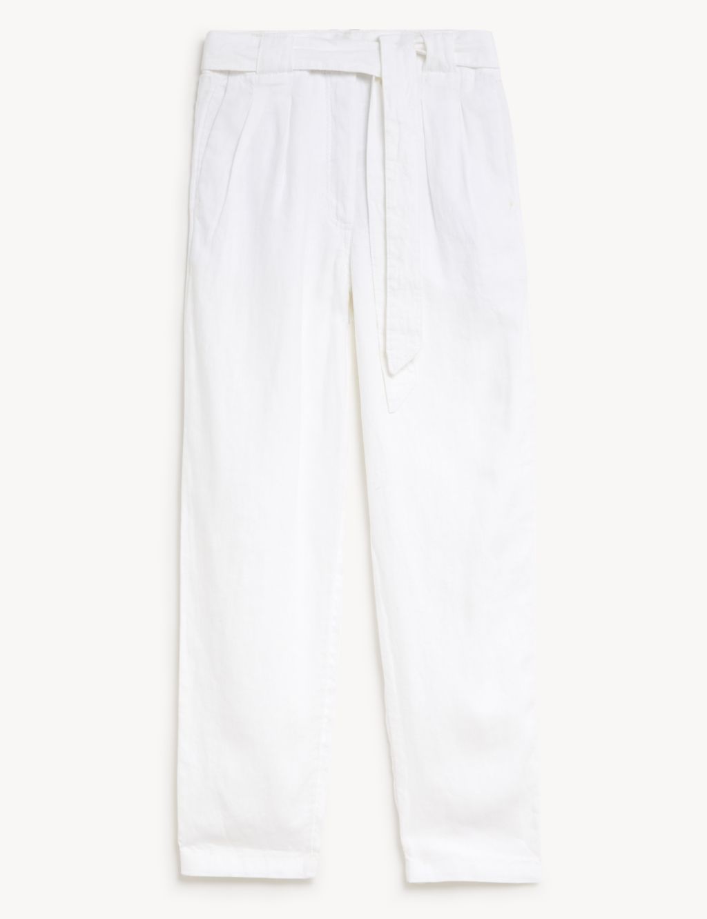 Pure Linen Belted Tapered Trousers image 2