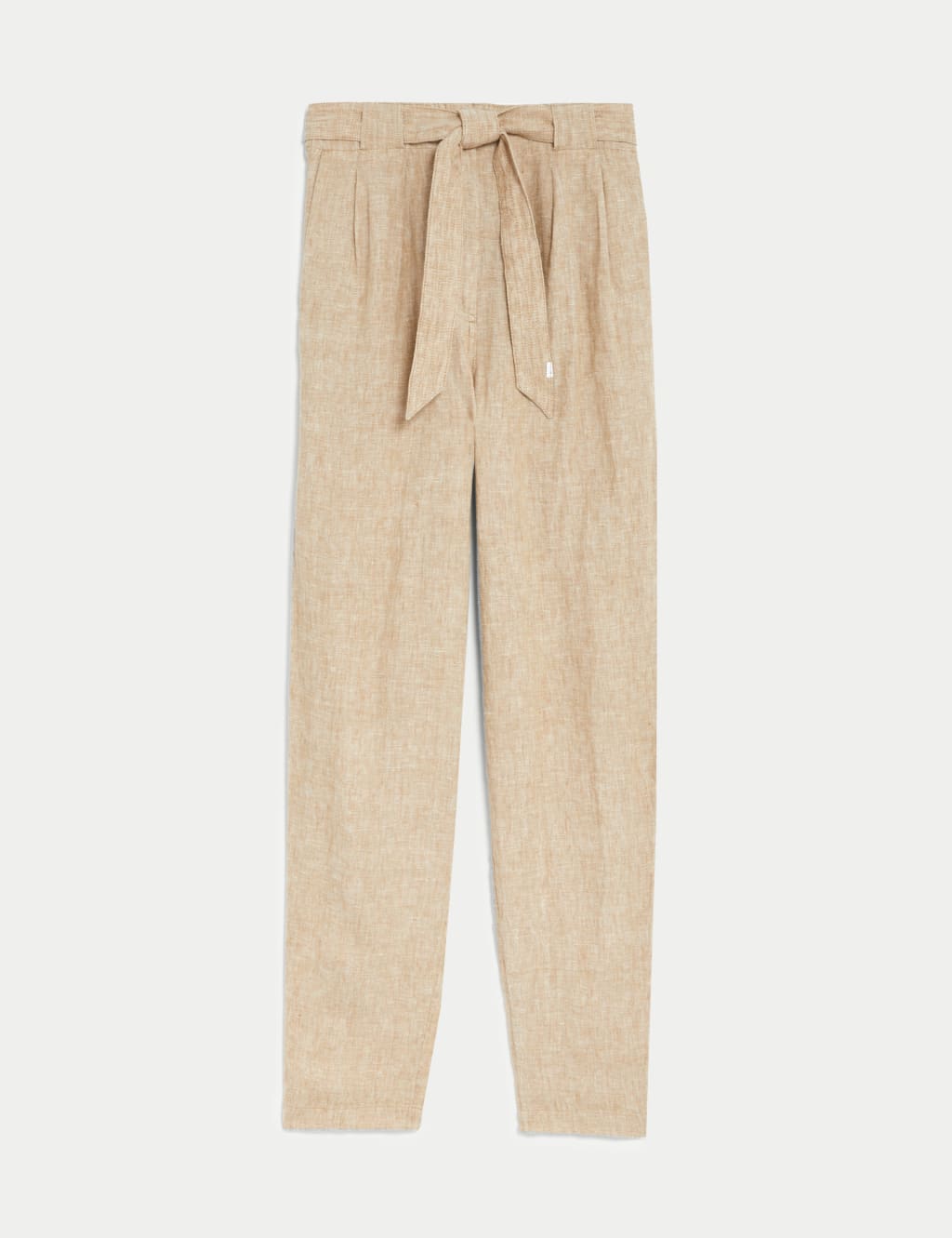 Pure Linen Belted Tapered Trousers image 2