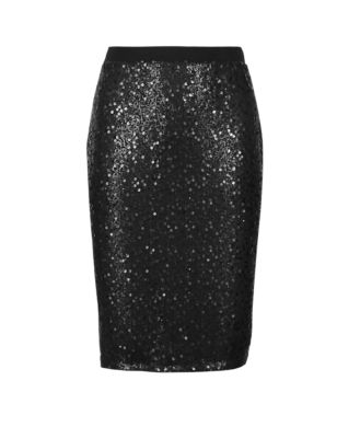 PLUS Sequin Embellished Pencil Skirt | M&S