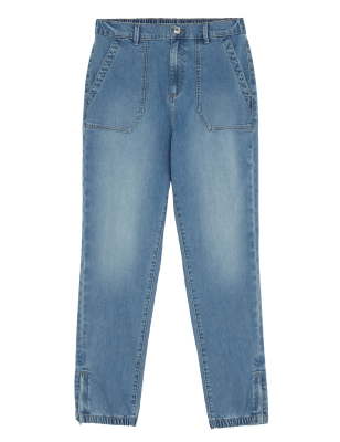 

Womens M&S Collection Cotton Blend Slim Fit Joggers - Denim, Denim