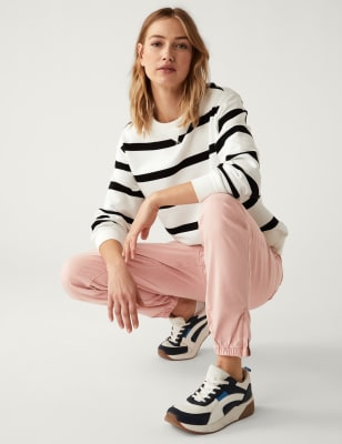 

Womens M&S Collection Cotton Rich Slim Fit Joggers - Pink Shell, Pink Shell