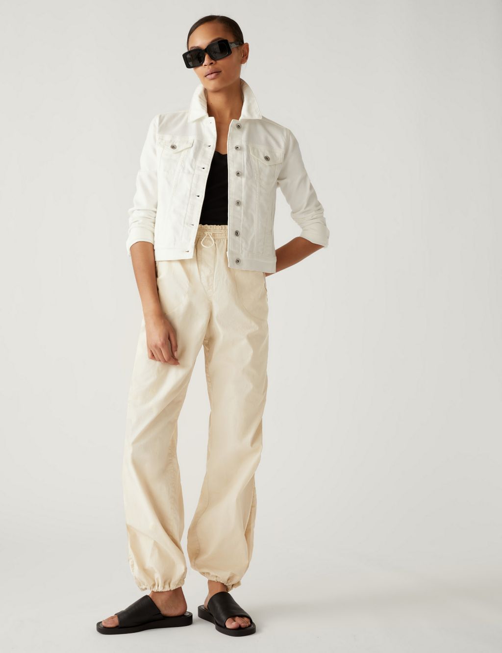 Pure Cotton Cuffed Parachute Trousers image 1