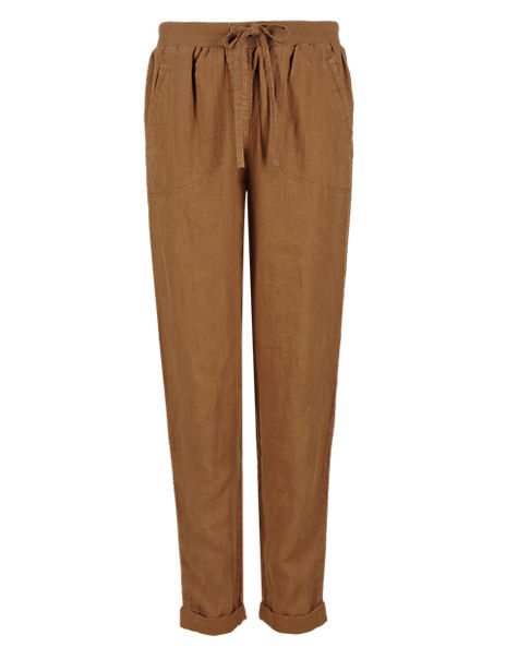 Pure Linen Tapered Leg Trousers | M&S Collection | M&S
