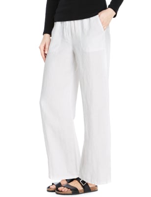 PETITE Pure Linen Wide Leg Beach Trousers