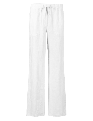 Pure Linen Wide Leg Trousers | M&S Collection | M&S