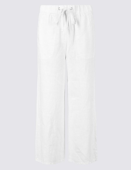 Pure Linen Cropped Trousers | M&S Collection | M&S