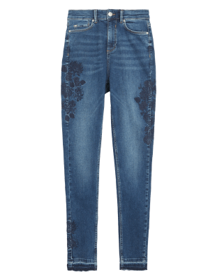 

Womens M&S Collection Ivy Premium Embroidered Skinny Jeans - Dark Indigo, Dark Indigo