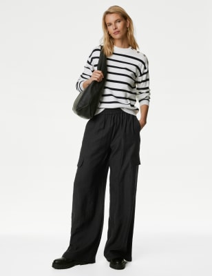 

Womens M&S Collection Utility Wide Leg Trousers - Black, Black