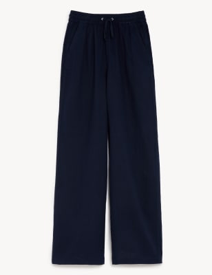 Linen Rich Wide Leg Trousers