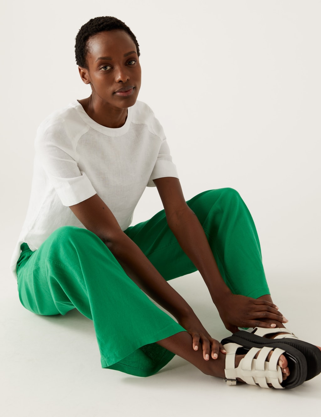 Linen Rich Wide Leg Trousers image 1