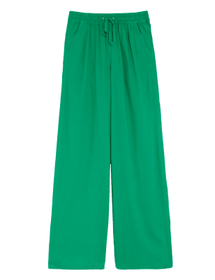 

Womens M&S Collection Linen Rich Wide Leg Trousers - Bright Green, Bright Green