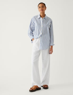 M&s wide leg deals linen trousers