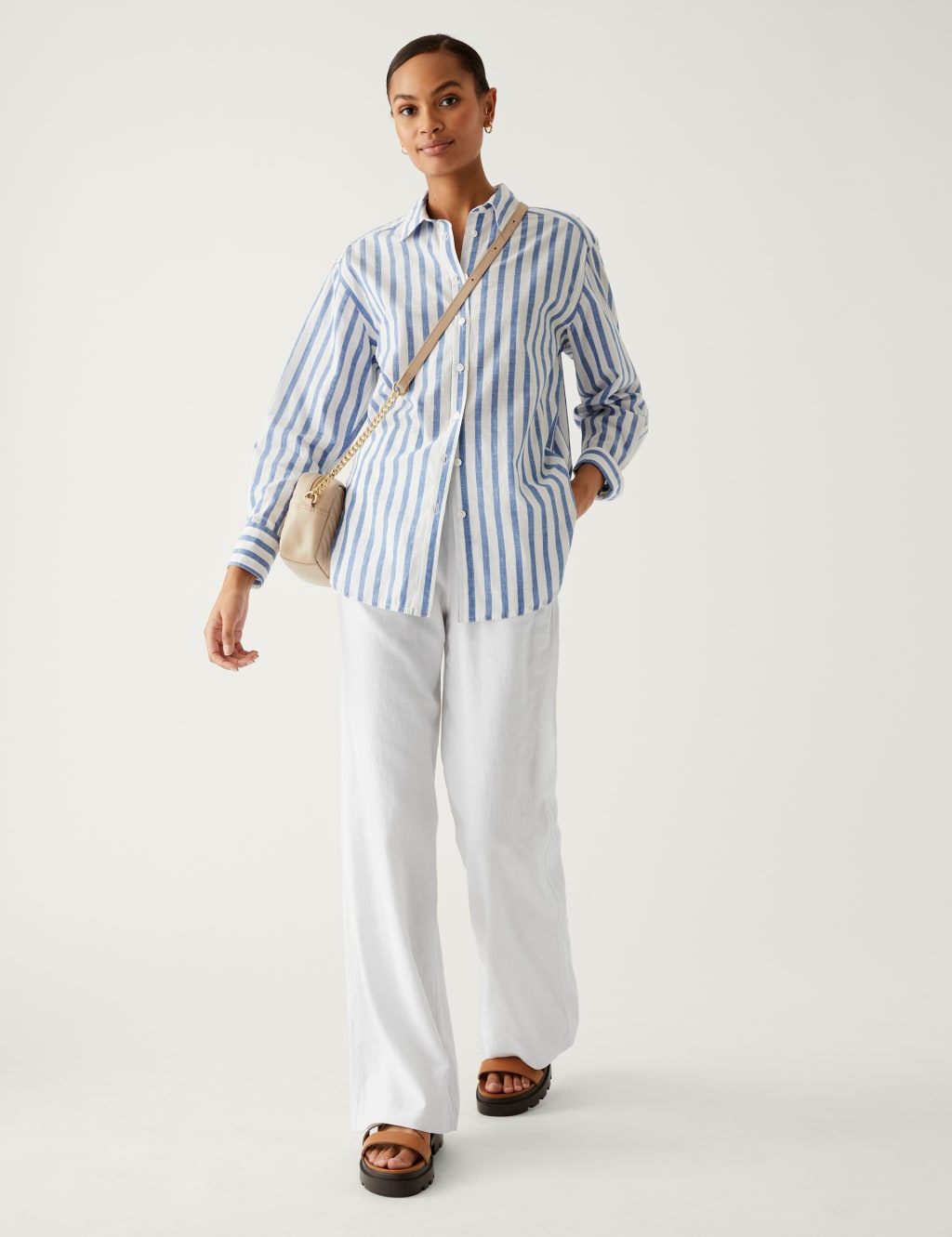 Linen Rich Wide Leg Trousers image 5