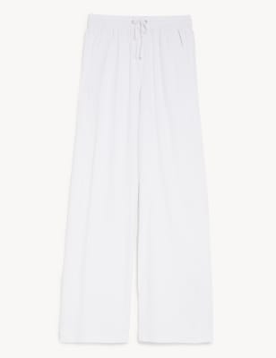 Linen Rich Wide Leg Trousers