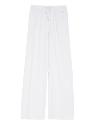 

Womens M&S Collection Linen Rich Wide Leg Trousers - Soft White, Soft White
