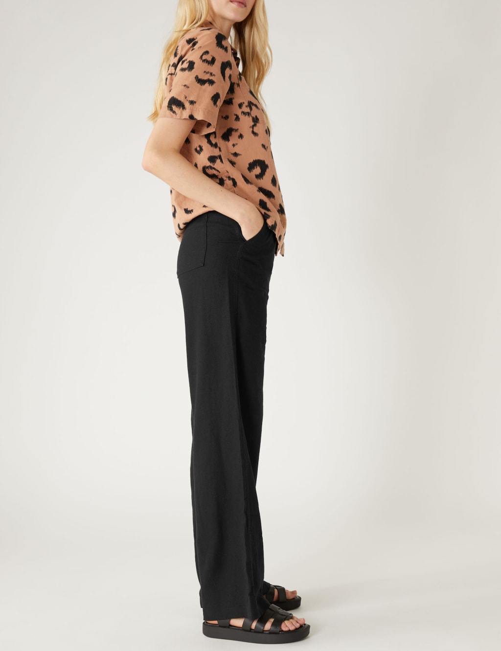 Linen Rich Wide Leg Trousers image 2
