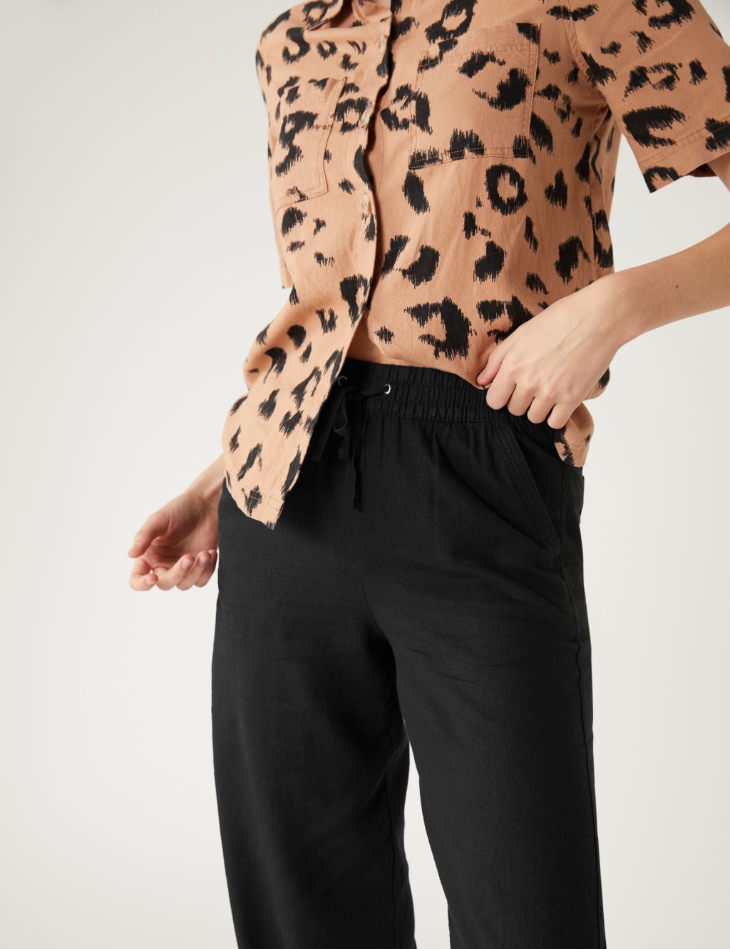 Linen Rich Wide Leg Trousers image 3
